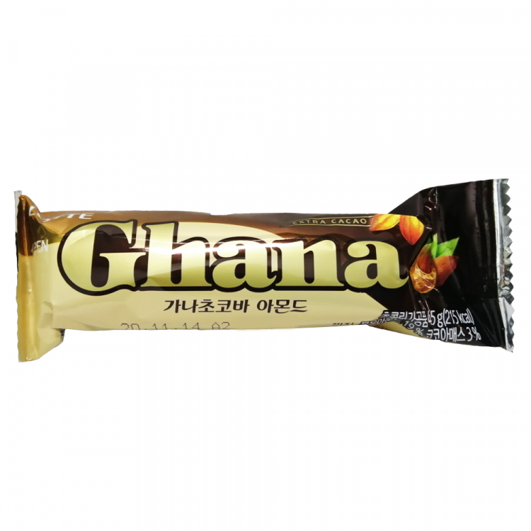 Шоколадный батончик ГХАНА с миндалем Lotte, 45 гр