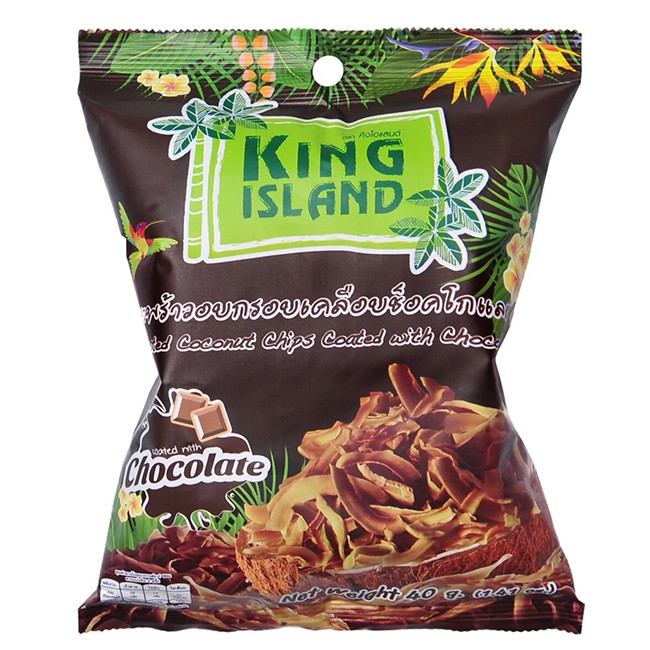 Кокосовые чипсы KING ISLAND с шоколадом, 40 гр