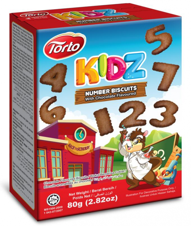 Печенье ЦИФЕРКИ с шок.вкусом TORTO KIDS 80 гр