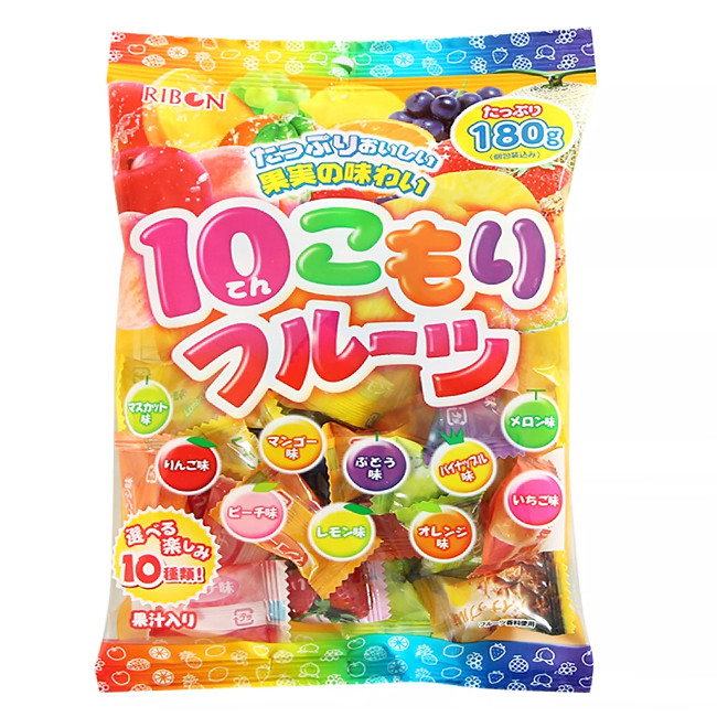 Карамель Fruits Candy ассорти из 10 вкусов Ribon, 180 гр