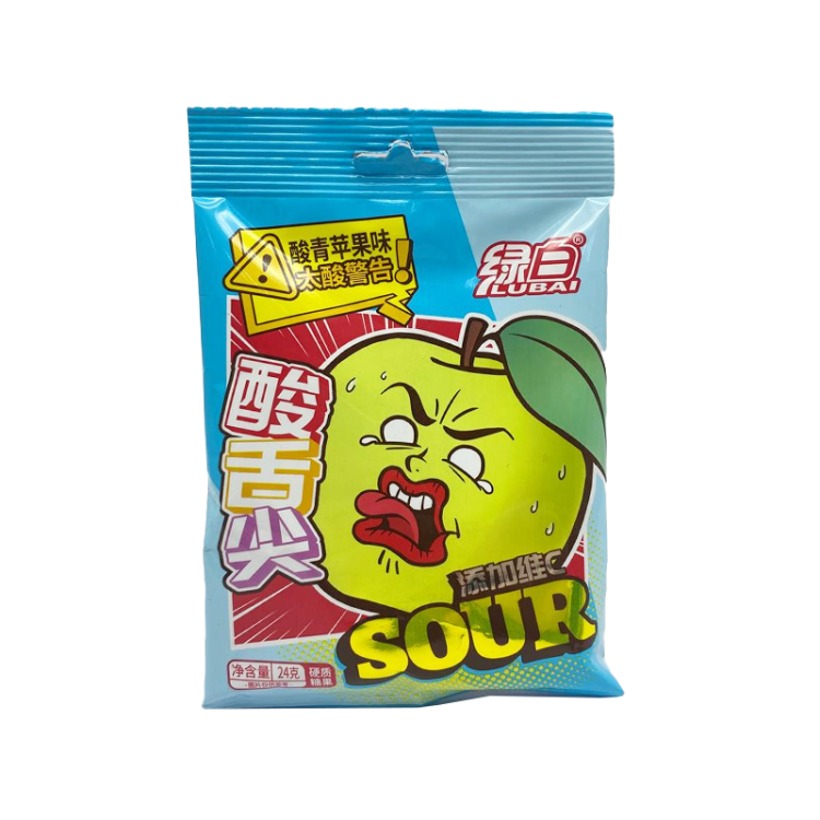 Кислые леденцы SOUR со вкусом Зеленого яблока, 24 г