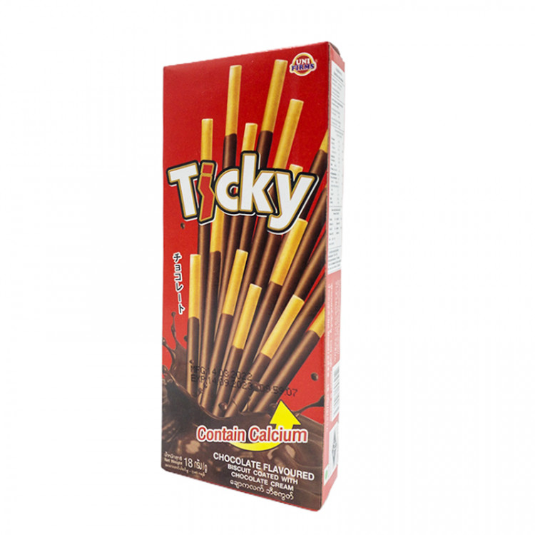 Палочки бисквитные покрытые шоколадным кремом Ticky, 18 гр.