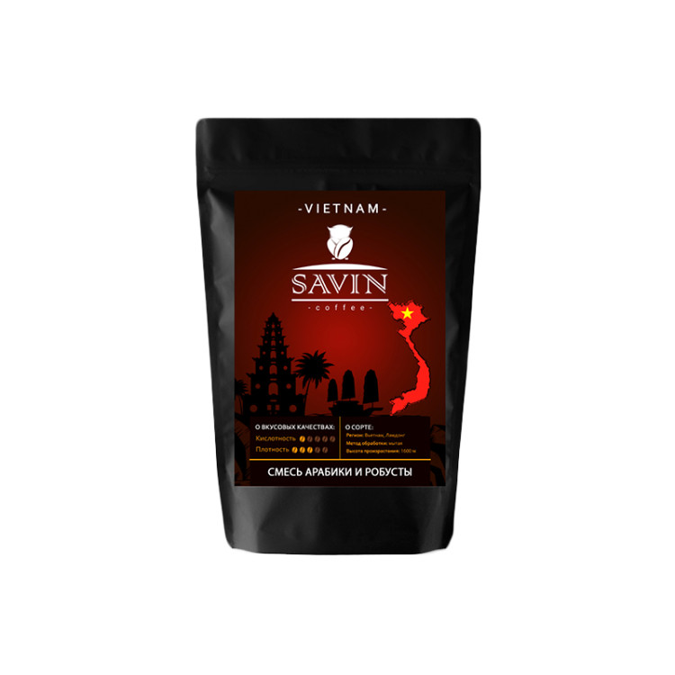 Кофе зерновой Вьетнам Бленд Lamdong арабика-робуста, 250 г