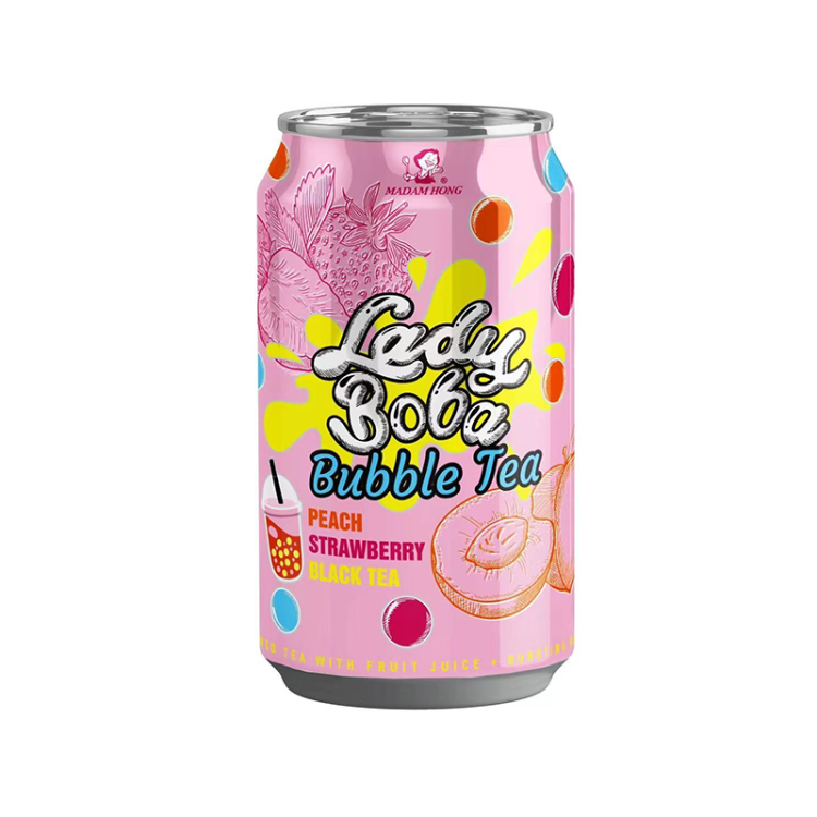Напиток б/а Bubble чай "Lady Boba" со вкусом персика и клубники, 320 мл