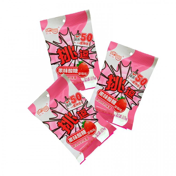 Леденцы кислые со вкусом клубники Liqiang, 23,8 г