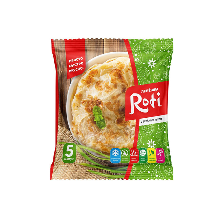 Лепешка Роти с зеленым луком 5 шт, 450 г