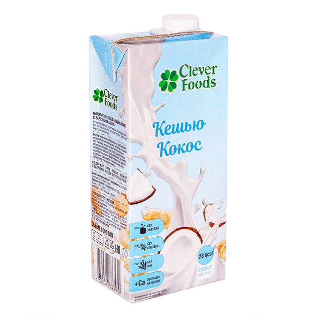 Напиток ореховый Кешью Кокос с березовым соком Clever Foods, 1 л