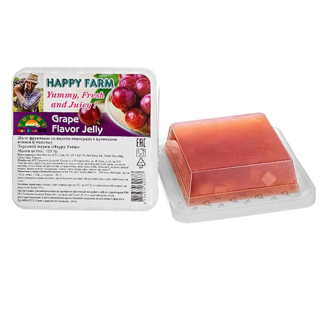 Желе фруктовое Виноград, кокос и конняку Happy Farm, 105 гр