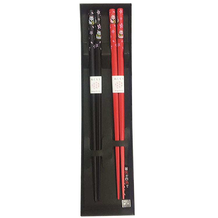 Палочки для еды в подарочной упаковке (черн/крас) Tanaka, 2 пары