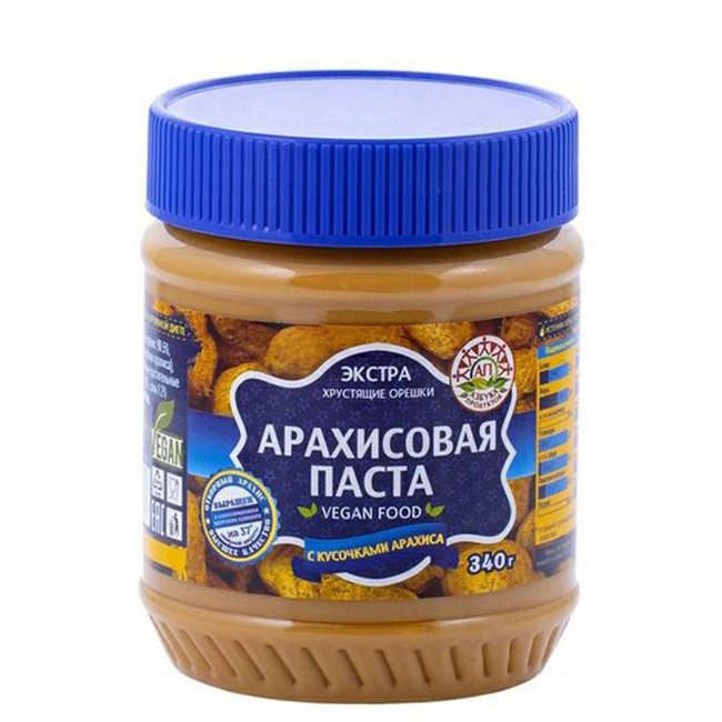 Паста арахисовая с кусочками арахиса Кранчи (синяя банка), 340 г