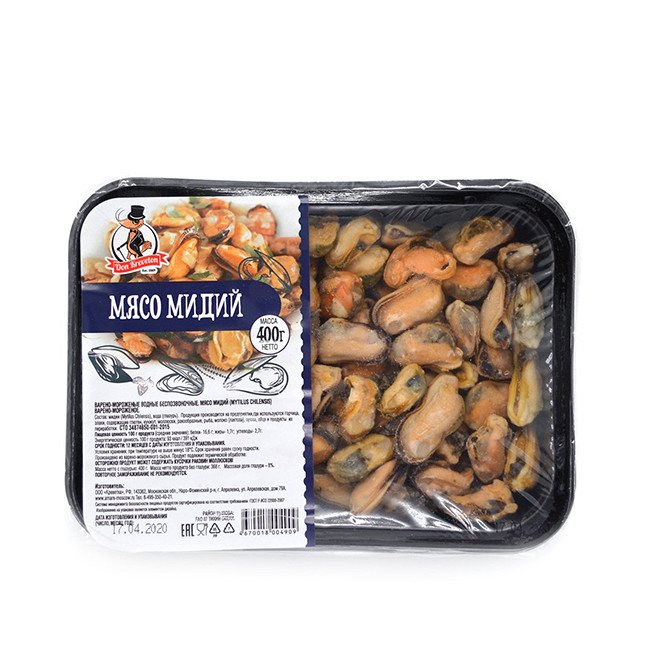 Мясо мидий варено-мороженые, 400 гр