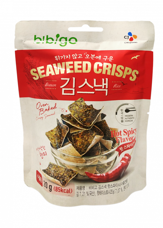 Чипсы из морской капусты и коричневого риса с острым вкусом CJ Bibigo, 20 г