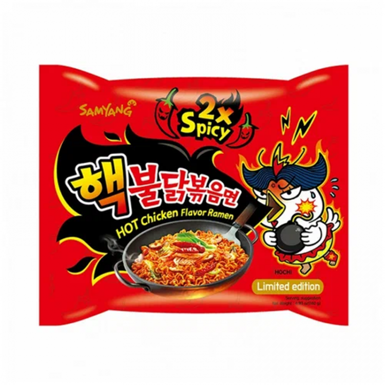Лапша б\п Samyang курица острая 2х Spicy (брикет), 140 г