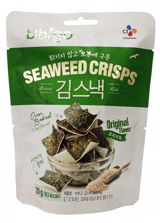 Чипсы из морской капусты и коричневого риса с оригинальным вкусом CJ Bibigo, 20 г