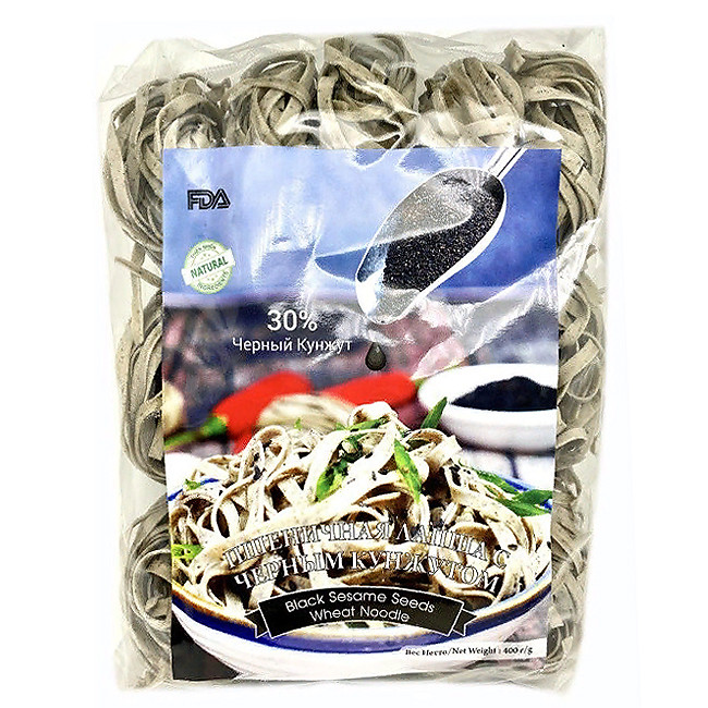 Лапша пшеничная с черным кунжутом, 400 гр